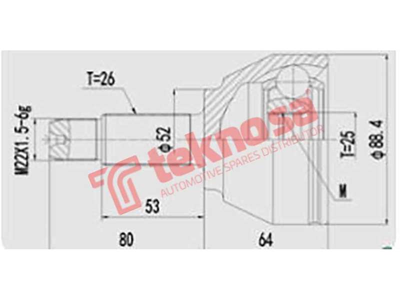 TEKNOSA FRONT LEFT - RIGHT OUTER CV JOINT For MINI COUNTRYMAN [R60] (N16B16A)(16V 90KW) 08-15