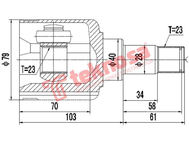 TEKNOSA FRONT LEFT - RIGHT INNER CV JOINT For FORD FOCUS [2] 1.8 TDCI (KKDA)(8V 85KW) 04-12