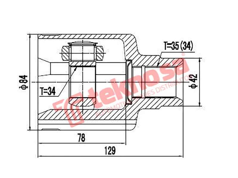 TEKNOSA FRONT LEFT - RIGHT INNER CV JOINT For FORD MONDEO [3] 1.8 (CFBA)(16V 96KW) 03-07