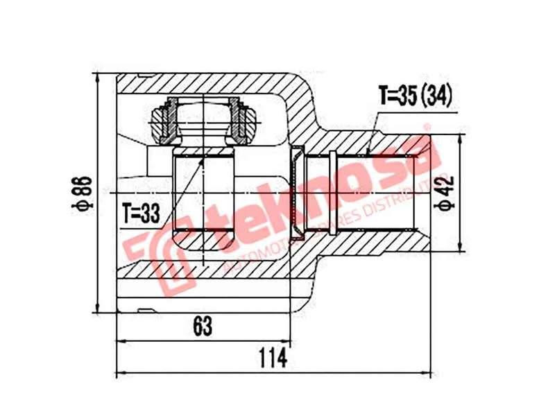 TEKNOSA FRONT LEFT - RIGHT INNER CV JOINT For FORD MONDEO [3] 1.8 (CFBA)(16V 96KW) 03-07