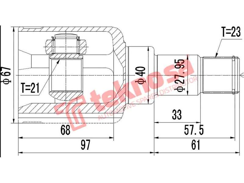 TEKNOSA FRONT LEFT - RIGHT INNER CV JOINT For FORD FOCUS [3] 1.0 ECOBOOST (M1DA)(12V 92KW) 15-18