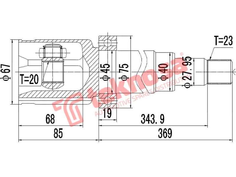 TEKNOSA FRONT LEFT - RIGHT INNER CV JOINT For FORD FIESTA [3] 1.6 TDCI (TZJA TZJB)(16V 70KW) 13-20