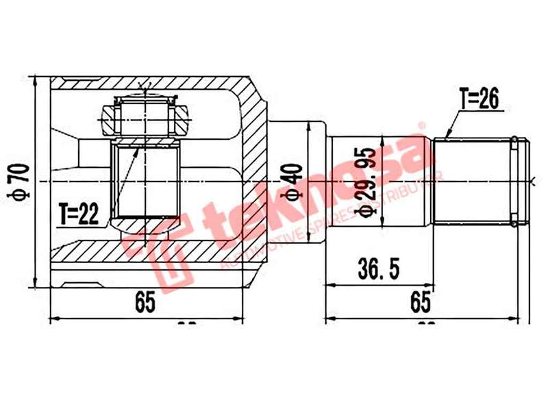 TEKNOSA FRONT LEFT - RIGHT INNER CV JOINT For FORD FOCUS [2] 1.8 TDCI (KKDA)(8V 85KW) 04-12