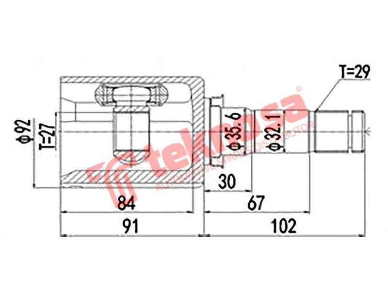 TEKNOSA FRONT LEFT INNER CV JOINT For FORD RANGER [4] 3.2 TDCI (SAFA)(20V 147KW) 13-19