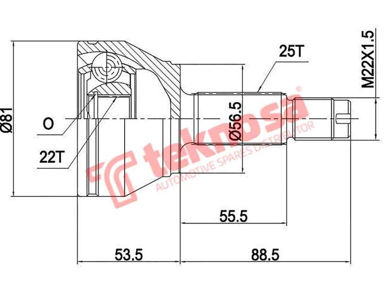 TEKNOSA FRONT LEFT - RIGHT OUTER CV JOINT For FORD FIESTA [1] 1.6 (ROCAM)(8V 70KW) 00-03