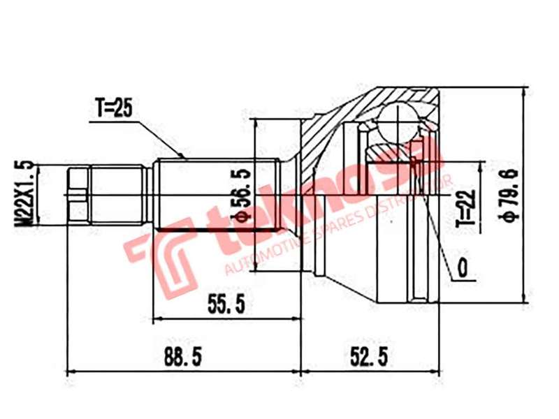 TEKNOSA FRONT LEFT - RIGHT OUTER CV JOINT For FORD ESCORT [6] 1800 (RDA)(16V 77KW) 92-94