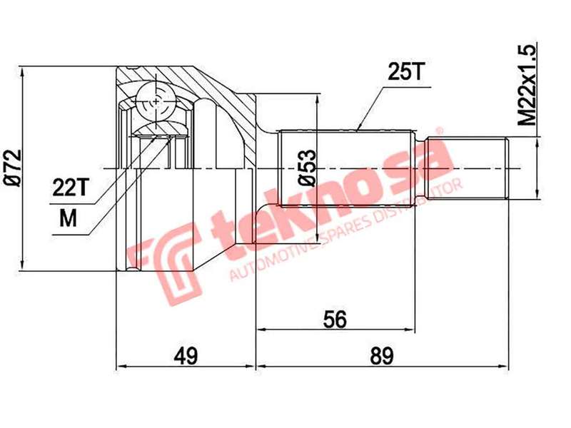 TEKNOSA FRONT LEFT - RIGHT OUTER CV JOINT For FORD FIESTA [1] 1.4 (CVH-PTE)(8V 55KW) 98-03