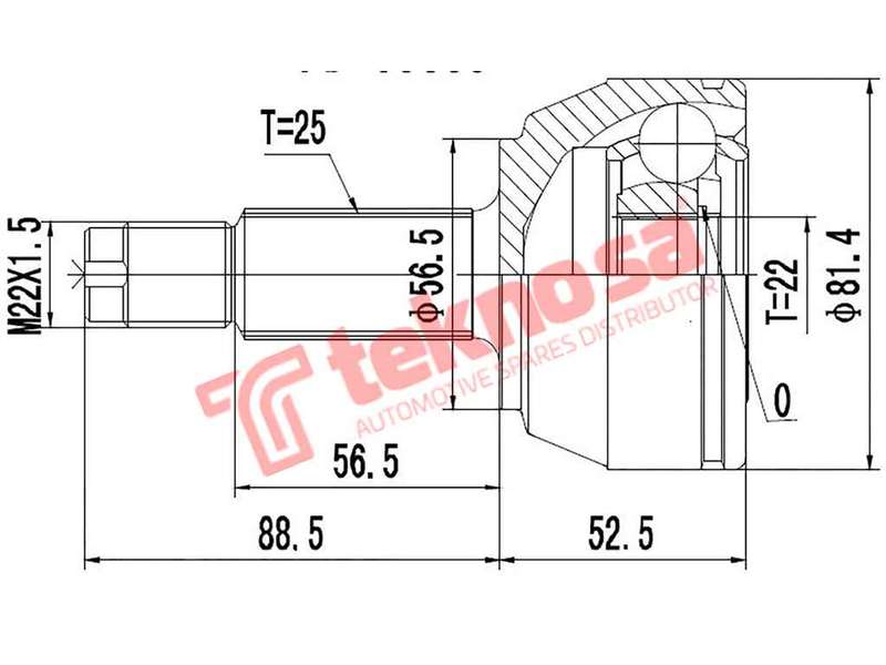 TEKNOSA FRONT LEFT - RIGHT OUTER CV JOINT For FORD KA 1.3 (A9A A9B ROCAM)(8V 51KW) 02-08