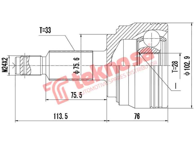 TEKNOSA FRONT LEFT - RIGHT OUTER CV JOINT For MAZDA 6 [1] 2.0 (LF-DE)(16V 99KW) 03-07