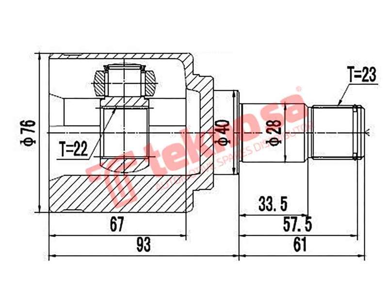 TEKNOSA FRONT LEFT - RIGHT INNER CV JOINT For FORD IKON [1] 1.3 (ROCAM)(8V 55KW) 00-06