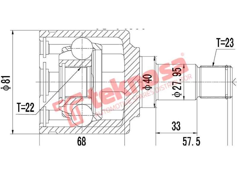 TEKNOSA FRONT LEFT - RIGHT INNER CV JOINT For FORD BANTAM [1] 1600 (CVH-LUC)(8V 60KW) 81-93
