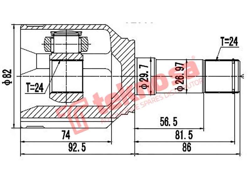 TEKNOSA FRONT LEFT - RIGHT INNER CV JOINT For FIAT FIORINO 1.3 D (199 A2.000)(16V 55KW) 12-20