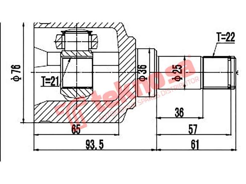 TEKNOSA FRONT LEFT - RIGHT INNER CV JOINT For FIAT 500 1.2 (169 A4.000)(8V 51KW) 08-20