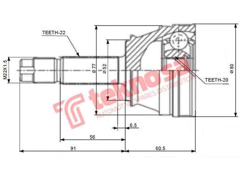OUTER CV JOINT - FI5716 (TEKNOSA)