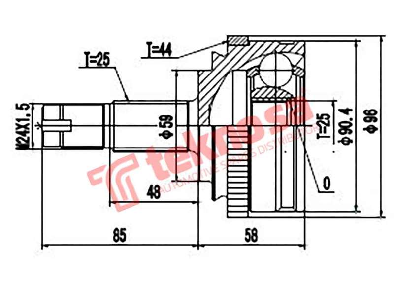 TEKNOSA FRONT LEFT - RIGHT OUTER CV JOINT For ALFA ROMEO 156 2.0 (AR32301 AR32303)(16V 114KW) 97-06