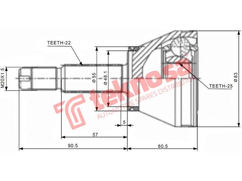 OUTER CV JOINT - FI5911 (TEKNOSA)