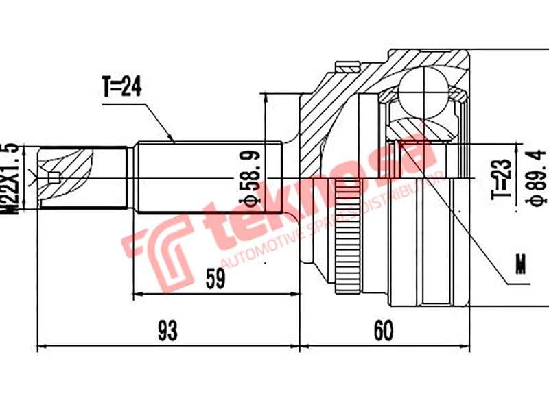 TEKNOSA FRONT LEFT - RIGHT OUTER CV JOINT For GEELY LC 1.3 (MR479Q)(16V 63KW) 11-16
