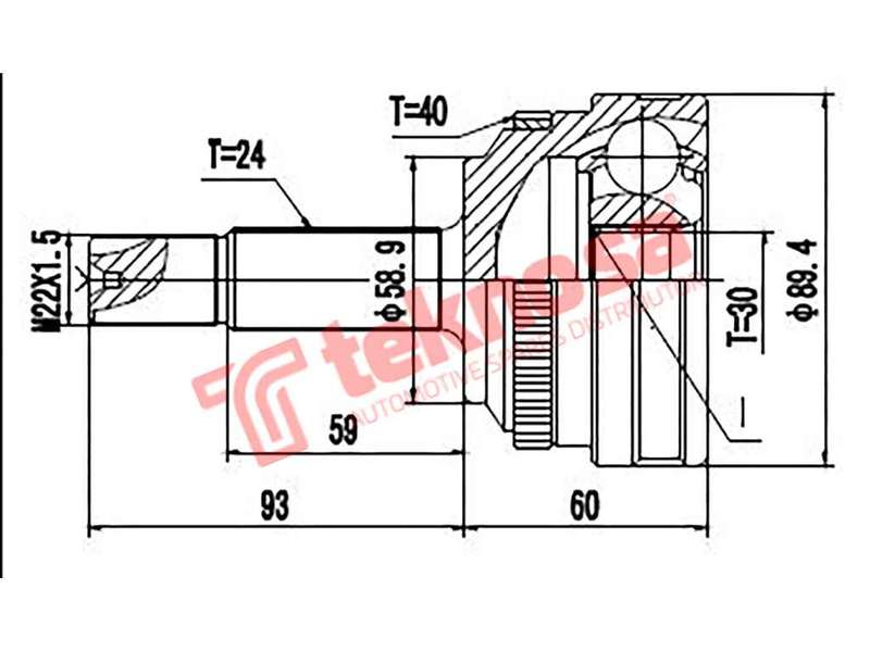 TEKNOSA FRONT LEFT - RIGHT OUTER CV JOINT For GEELY CK1 1.5 (MR479QA)(16V 69KW) 07-09