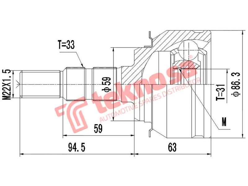 TEKNOSA FRONT LEFT - RIGHT OUTER CV JOINT For CHEVROLET CRUZE 1.6 (F16D4)(16V 91KW) 12-15