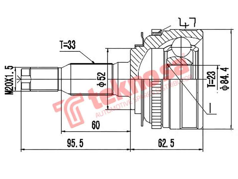 TEKNOSA FRONT LEFT - RIGHT OUTER CV JOINT For DAEWOO LEGANZA 2.0 (T20SED)(16V 93KW) 01-04