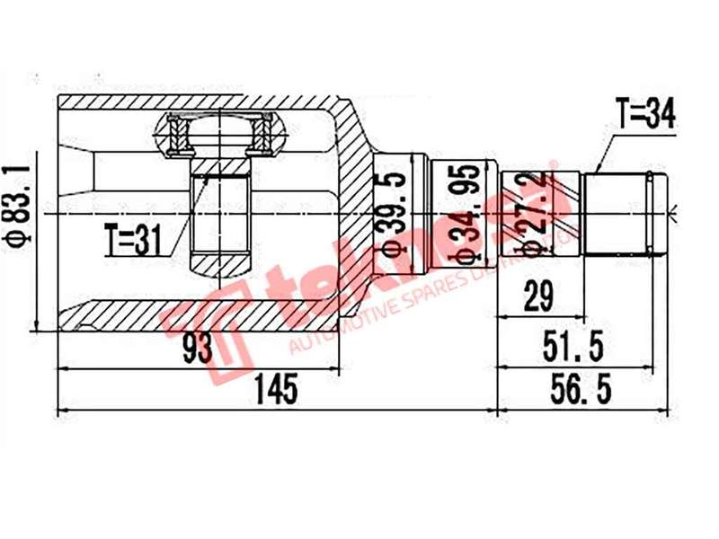 INNER CV JOINT - GM4004 (TEKNOSA)