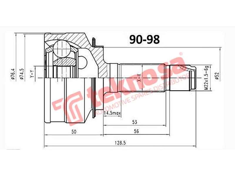 TEKNOSA FRONT LEFT - RIGHT OUTER CV JOINT For HONDA JAZZ [3] 1.5 (L15A)(16V 88KW) 15-20