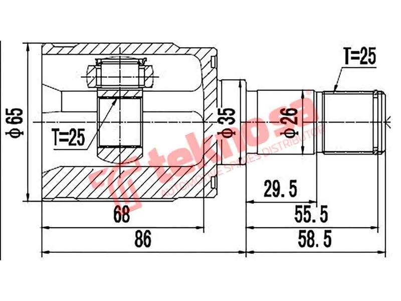 TEKNOSA FRONT LEFT - RIGHT INNER CV JOINT For HONDA JAZZ [2] 1.5 (L15A)(16V 88KW) 08-20