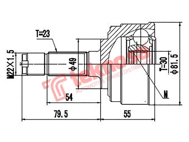 TEKNOSA FRONT LEFT - RIGHT OUTER CV JOINT For HONDA BALLADE [2] 150 (EW3)(12V 75KW) 85-89