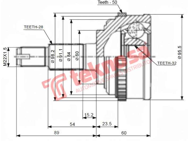 OUTER CV JOINT - HO5928F3A (TEKNOSA)