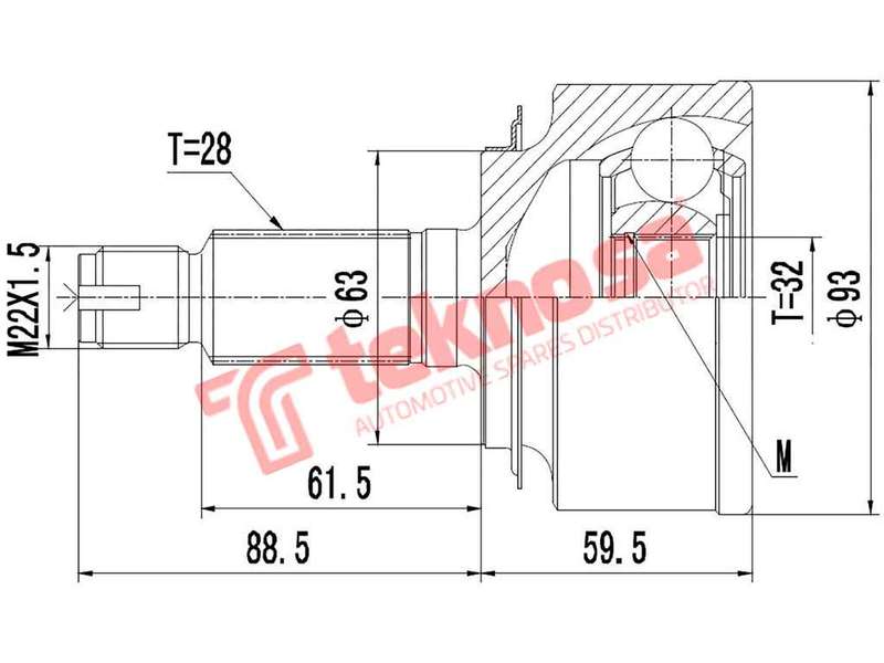 TEKNOSA FRONT LEFT - RIGHT OUTER CV JOINT For HONDA CIVIC 1.8 (R18Z4)(104KW) 14-16