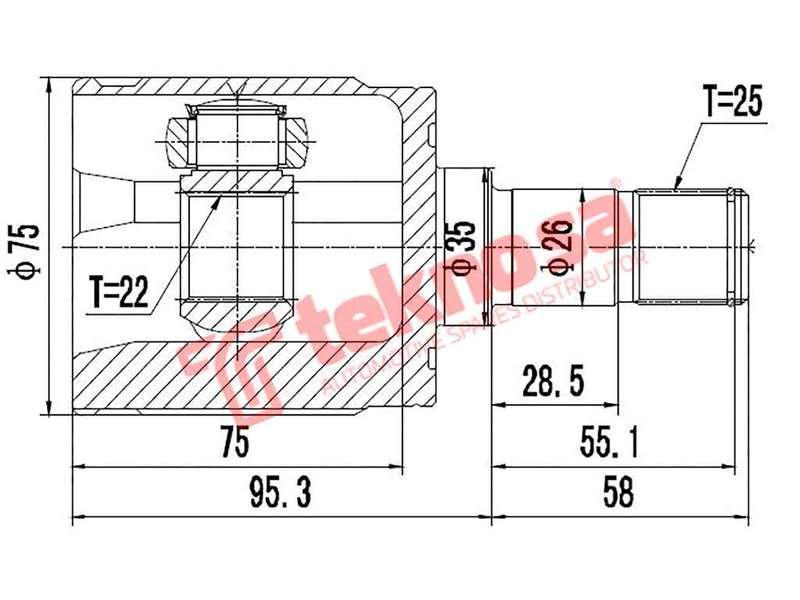 INNER CV JOINT - HO6214 (TEKNOSA)