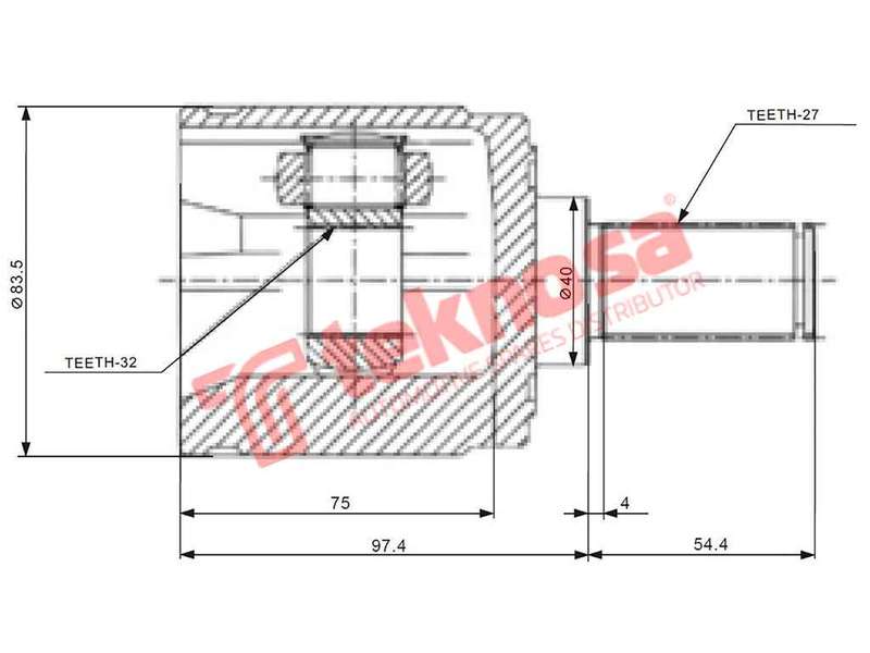 TEKNOSA FRONT LEFT - RIGHT INNER CV JOINT For HONDA ACCORD 2.2 DTEC (F22A3)(110KW) 09-14