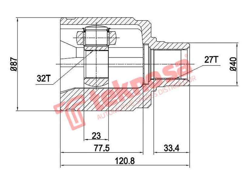 TEKNOSA FRONT LEFT - RIGHT INNER CV JOINT For HONDA ODYSSEY 2.3 (F23Z4)(16V 112KW) 98-00
