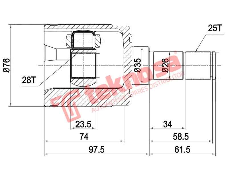 TEKNOSA FRONT LEFT - RIGHT INNER CV JOINT For HONDA CIVIC [1] 1.5 (D15B7)(16V 77KW) 96-01