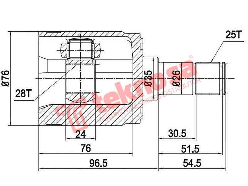 TEKNOSA FRONT LEFT - RIGHT INNER CV JOINT For HONDA BALLADE [5] 160 SOHC (D16Y6 D16Y8)(16V 89KW) ...