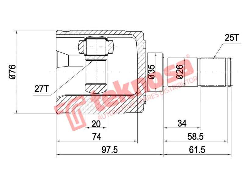 INNER CV JOINT - HO6616 (TEKNOSA)
