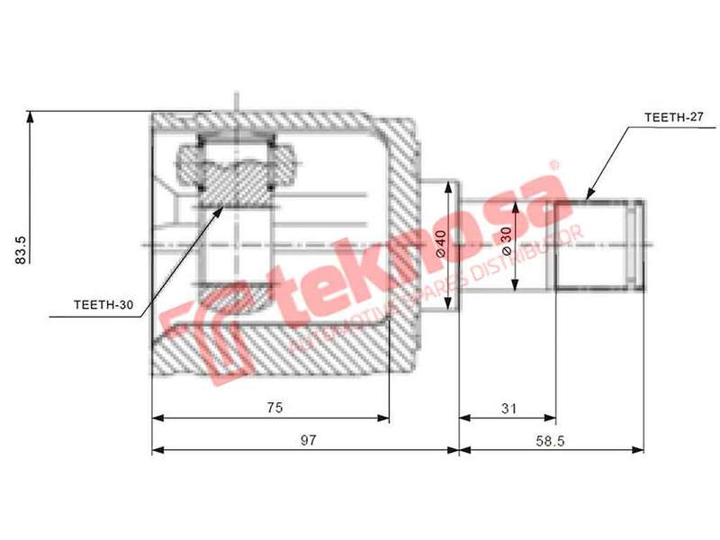 TEKNOSA FRONT LEFT - RIGHT OUTER CV JOINT For HONDA CIVIC [1] 1.6 (D16Y9 D16Y4)(16V 90KW) 96-01