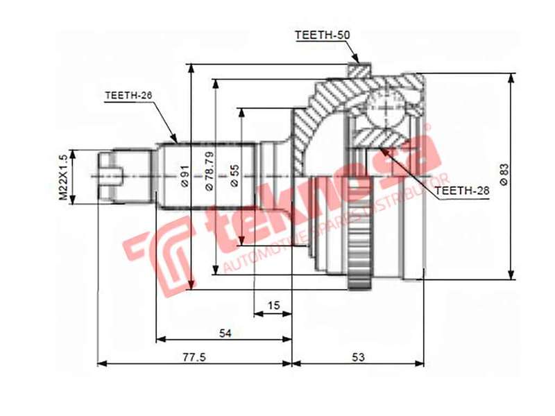 OUTER CV JOINT - HO7049A (TEKNOSA)