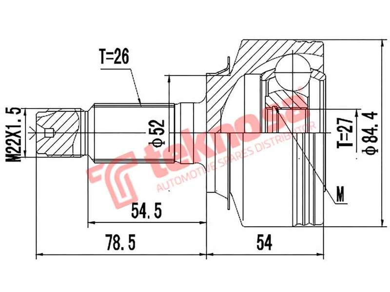 TEKNOSA FRONT LEFT - RIGHT OUTER CV JOINT For HONDA JAZZ [3] 1.5 (L15A)(16V 88KW) 15-20