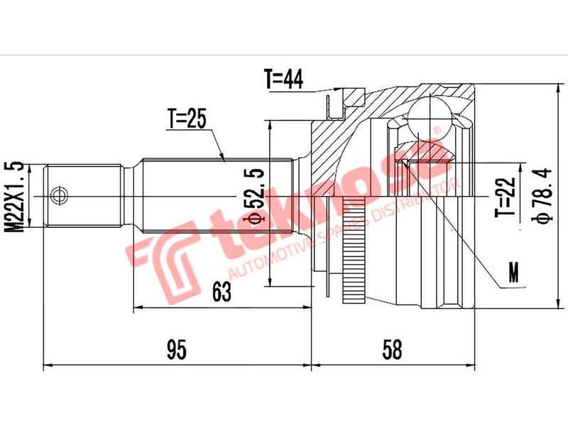 TEKNOSA FRONT LEFT - RIGHT OUTER CV JOINT For HYUNDAI ACCENT [2] 1.3 (G4EA)(12V 55KW) 00-02