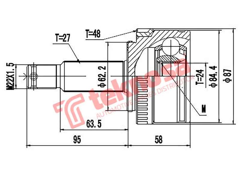 TEKNOSA OUTER CV JOINT For HYUNDAI IX35 2.0 (G4KD)(16V 122KW) 10-14