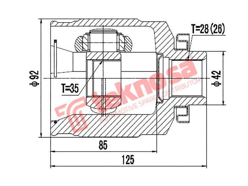 TEKNOSA FRONT LEFT - RIGHT INNER CV JOINT For KIA SORENTO [3] 2.4 MPI (THETA 2.4)(16V 127KW) 15-20