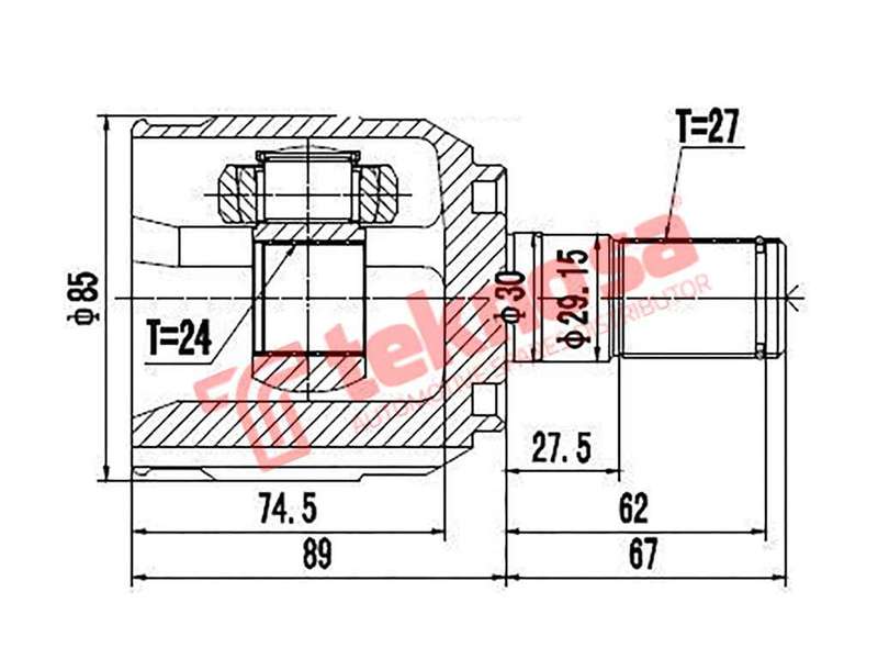 TEKNOSA FRONT LEFT - RIGHT INNER CV JOINT For HYUNDAI IX35 2.0 CRDI (D4HA)(16V 130KW) 10-14