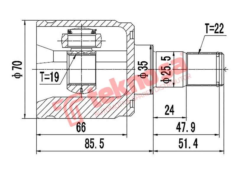 TEKNOSA FRONT LEFT - RIGHT INNER CV JOINT For HYUNDAI ATOS 1.0 (G4HC)(12V 43KW) 99-05