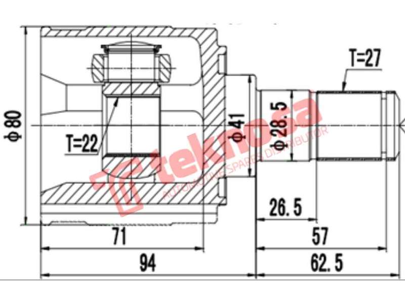 TEKNOSA FRONT LEFT - RIGHT INNER CV JOINT For HYUNDAI ELANTRA [J5] 1.6 (G4FG)(16V 96KW) 11-20