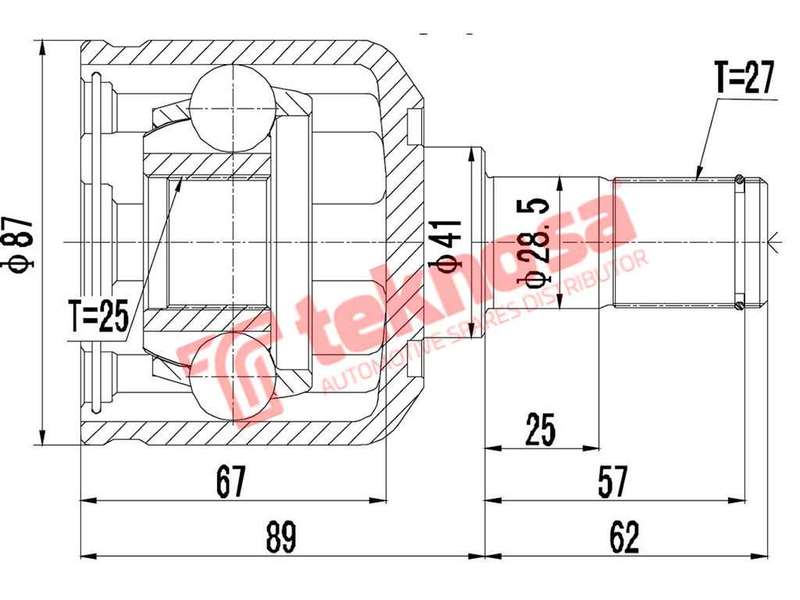 TEKNOSA FRONT LEFT - RIGHT INNER CV JOINT For HYUNDAI TUCSON [1] 2.0 CRDI (D4EA)(16V 83KW) 04-10