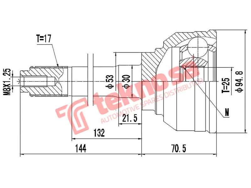 TEKNOSA FRONT LEFT - RIGHT OUTER CV JOINT For ISUZU TROOPER 3.1 TD 4WD (4JG2 T)(8V 85KW) 92-97