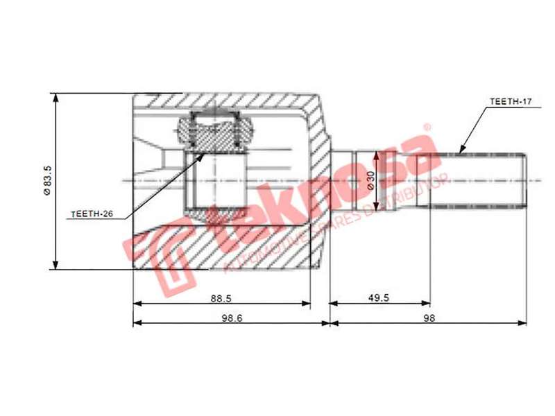 TEKNOSA FRONT LEFT - RIGHT INNER CV JOINT For ISUZU TROOPER 2.2. TD (C223T)(8V 84KW) 84-88