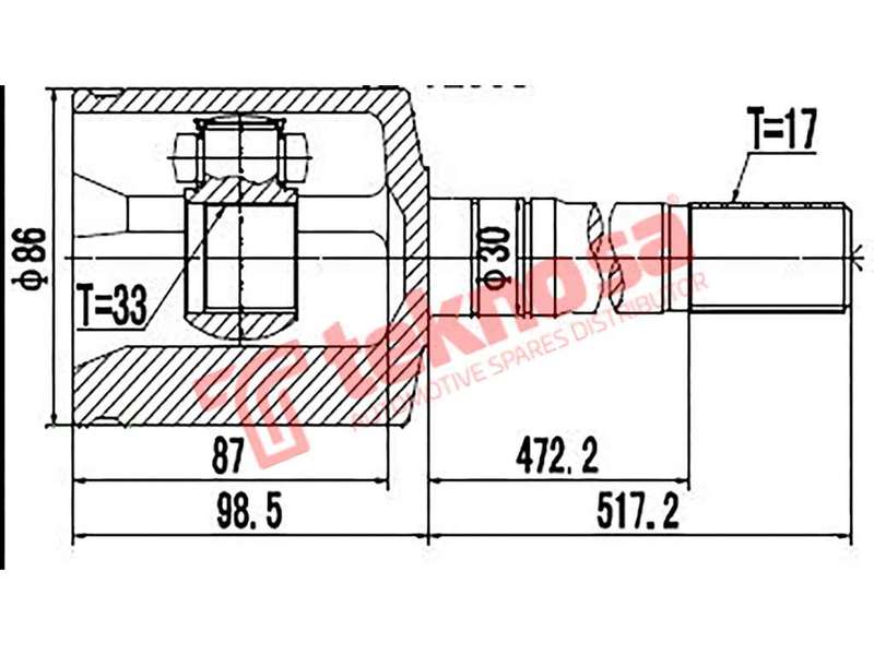 TEKNOSA FRONT LEFT - RIGHT INNER CV JOINT For ISUZU TROOPER 2.8 TD (4JB1T)(8V 84KW) 98-17