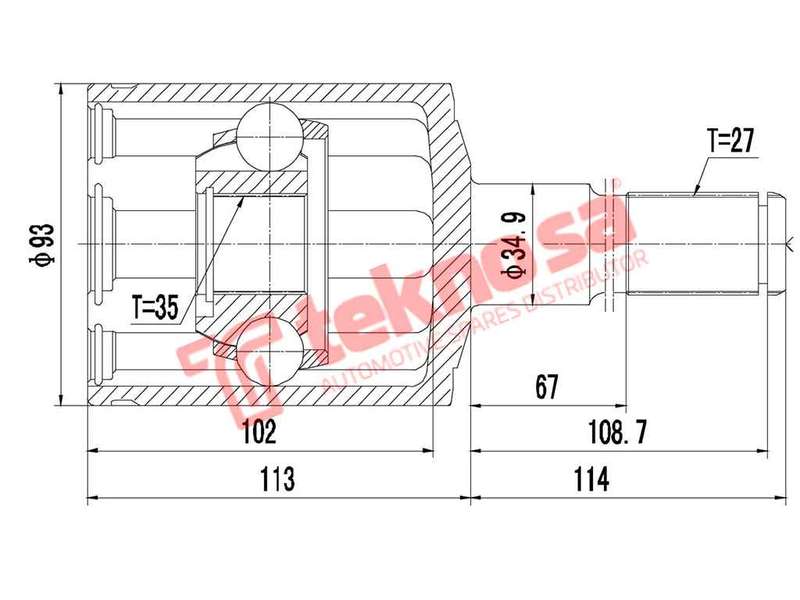 TEKNOSA FRONT LEFT - RIGHT INNER CV JOINT For JEEP CHEROKEE [KJ] 3.7 (EKG)(12V 155KW) 01-04